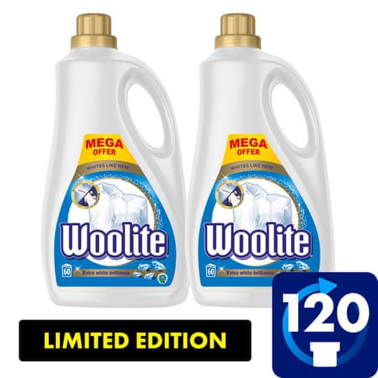 Woolite Extra White Brillance tekoči detergent, 7.2 l / 120 število pranj