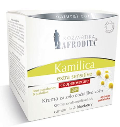 Kozmetika Afrodita Kamilica Extra Sensitive, 24h krema za zelo občutljivo kožo, 50 ml