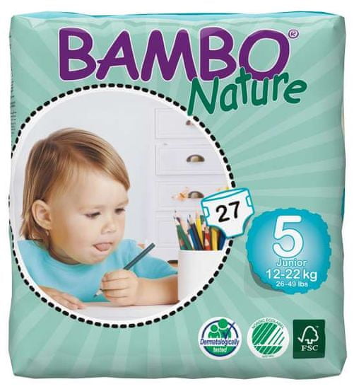 Bambo Nature Otroške hlačne plenice 5 Junior (12-22 kg), 27 kosov