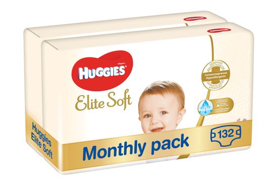 Huggies Elite Soft 4 plenice (8-14 kg) 132 kosov (2x66 kosov) - Mesečno pakiranje