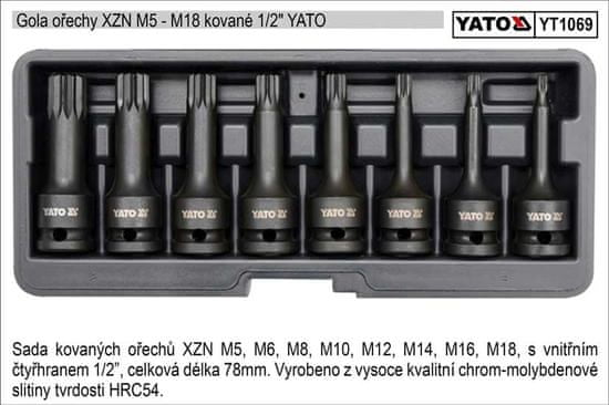 YATO Komplet vtičnih glav XZN iz 8 kovanih M5-M18 Yato