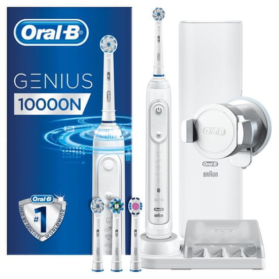 Oral-B Genius 10000, električna zobna ščetka, bela