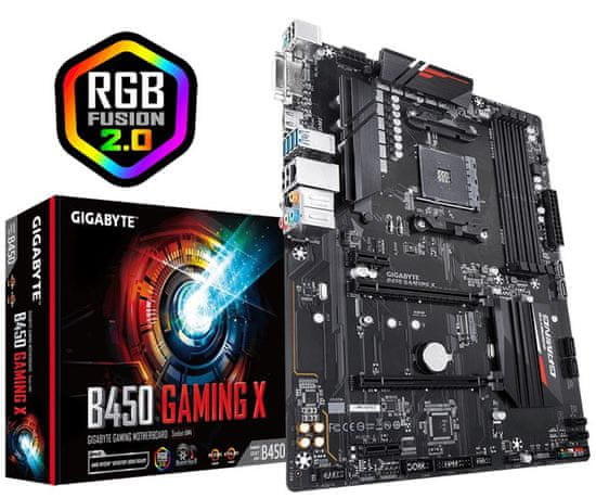 Gigabyte B450 GAMING X, DDR4, SATA3, USB 3.1 Gen1, AM4, ATX osnovna plošča