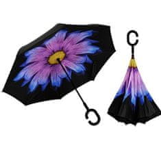 Blooming Brollies Ženski dežnik iz trsa Notranji zunanji vijolični dežnik Daisy EDIOPUD