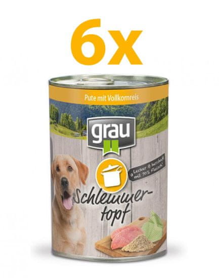 Grau Mokra hrana za pse Grau, puran in polnozrnat riž, 6 x 400 g