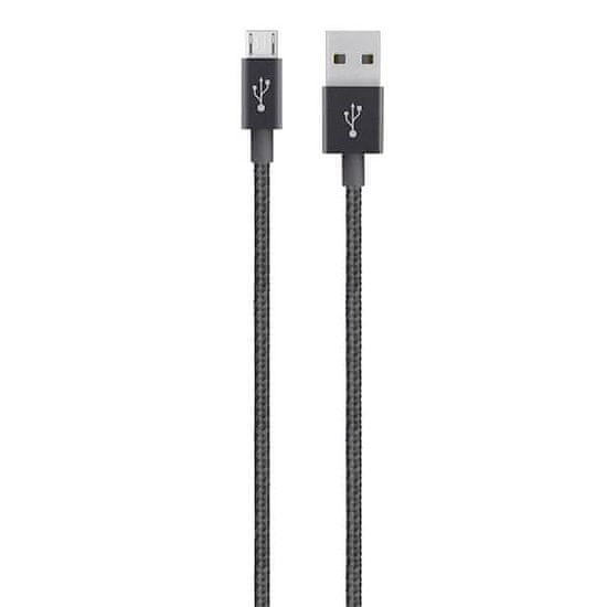 Belkin Metalic Micro kabel, USB, črn, 1,2 m