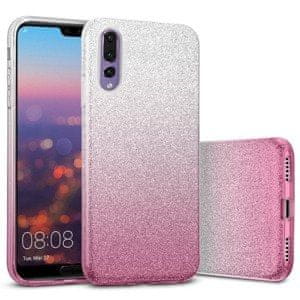 Bling ovitek za Huawei P Smart Z / Y9 Prime 2019, silikonski, srebrn z pink bleščicami