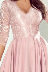 Numoco Ženska čipkasta obleka Nicolle pudrasto roza XL