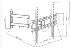 Blow nosilec/roka za TV, 76-870, 81,28–165,1 cm (32-65''), 180°, naklon -5°/+12°, črn