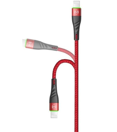 Mcdodo CA-6353 Peacock Lightning podatkovni kabel z LED, 1,8 m, rdeč