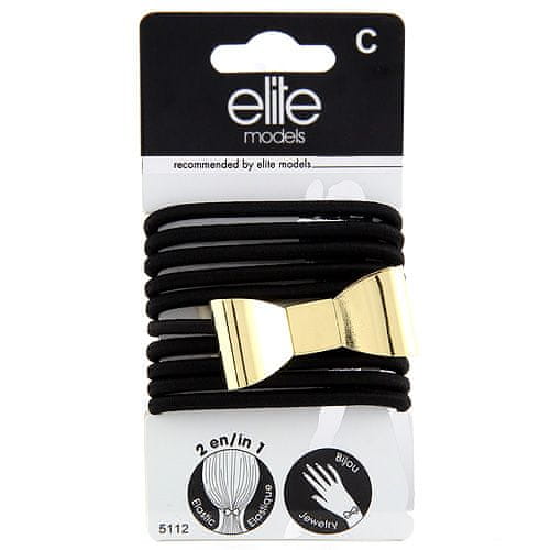 Elite Models Gumene zapestnice 2in1 Elitni modeli, 10 kosov, črne barve s trakom, premer 6,5 cm