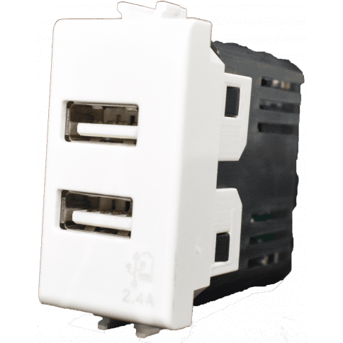 4Box Vimar Plana vtičnica, USB, dvojna, 2.4 A, bela