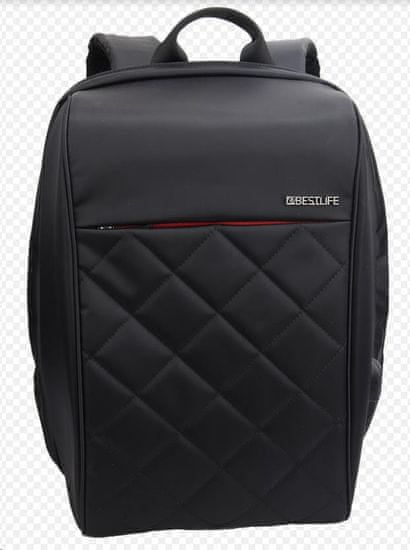 BESTLIFE potovalni nahrbtnik Travel Safe BL-BB-3456BK-2 15,6″/39,62 cm predel za prenosnik, črn/rdeč