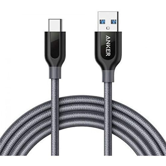 Anker PowerLine+ USB-C, USB-A kabel, siv