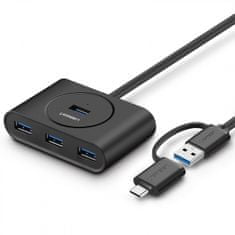 USB 3.0 hub, z USB-C 3.1 OTG adapterjem