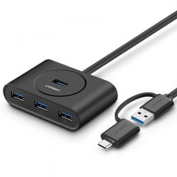 Ugreen USB 3.0 hub, z USB-C 3.1 OTG adapterjem