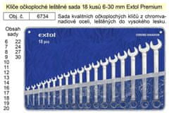 Extol Premium Polirani komplet ključev 18 kosov 6-30 mm CrV