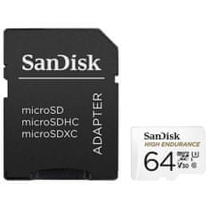 SanDisk High Endurance spominska kartica microSDHC 64 GB, adapter