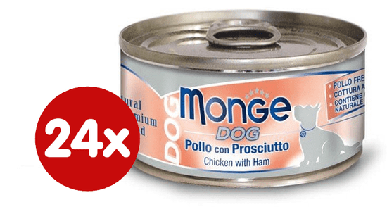 Monge konzervirana pasja hrana Natural s piščancem in svinjino, 24 x 95 g