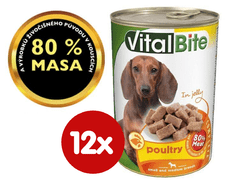 VitalBite hrana za pse, perutnina v želeju, 12 x 415 g