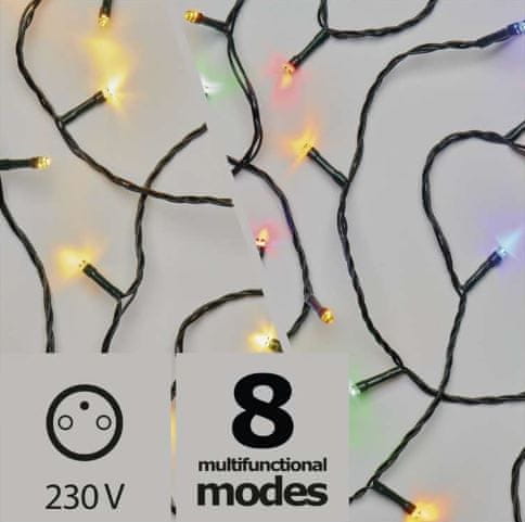 Emos božična razsvetljava 2 v 1, 100 LED, 10 m, topla bela/multicolor