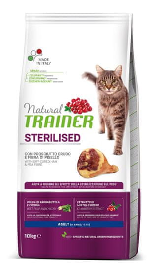 TRAINER Natural Cat Sterilised briketi za sterilizirane mačke, pršut, 10 kg
