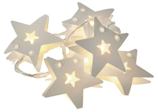 Emos božična girlanda, papirne zvezde, 10 LED, 2 x AA, toplo bela, časovnik