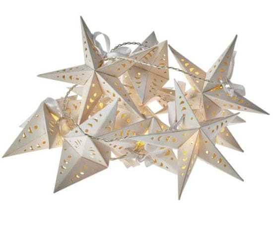 Emos božična girlanda, kovinske zvezde, 10 LED, 2 x AA, toplo bela, časovnik