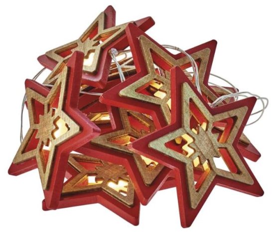 Emos božična dekoracija zvezde, rdeče, 10 LED, 2 x AA, toplo bela, časovnik