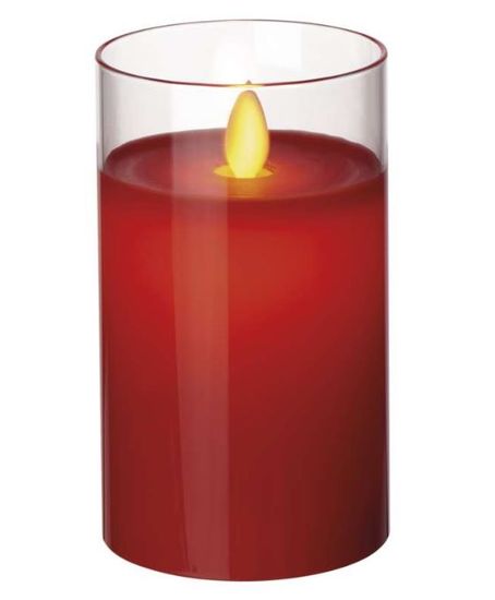 Emos božična dekoracija, sveča, rdeča, steklo, LED, 5 x 12,5 cm, 2 x AA, 1 kos