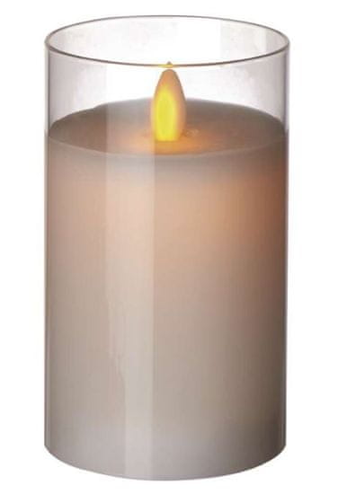 Emos božična dekoracija, sveča, bela, steklo, LED, 5 x 12,5 cm, 2 x AA, 1 kos