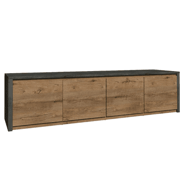 KONDELA Komoda Montana K4D - temni lefkas hrast / gladko siva