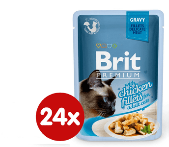  Brit Premium mokra hrana za odrasle mačke, piščanec v omaki, 85 g, 24 kos 
