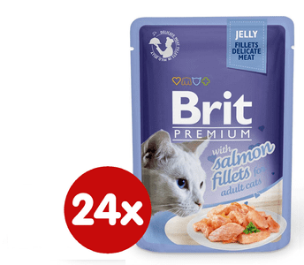  Brit Premium fileji lososa v želeju, za mačke, 85 g, 24 kos 