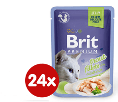 Brit Premium fileji postrvi v želeju, za mačke, 85 g, 24 kos