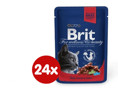Premium mokra hrana za mačke, govedina in grah, 100 g, 24 kos