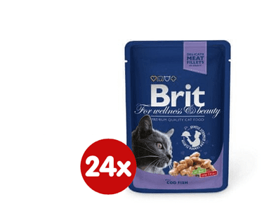  Brit Premium mokra hrana za odrasle mačke, polenovka v omaki, 100 g, 24 kos 