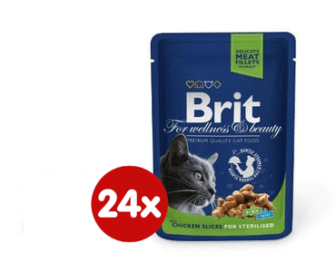   Brit Premium mokra hrana za sterilizirane mačke, piščanec, 100 g, 24 kos 