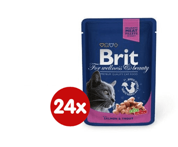   Brit Premium mokra hrana za mačke, losos in postrv, 100 g, 24 kos 