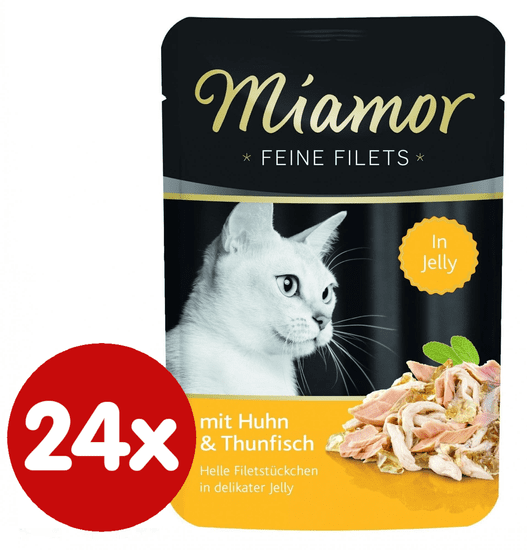 Finnern hrana za mačke Miamor piščanec in tuna na žaru, 24 x 100 g