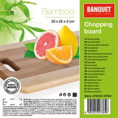 Banquet Brillante Bamboo lesena deska za rezanje z ročaji, 33 × 25 × 1,5 cm