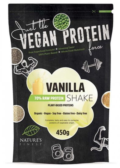 Nature's finest Bio Vegan Protein Shake mešanica, 70 % beljakovinska, vanilija, 450 g