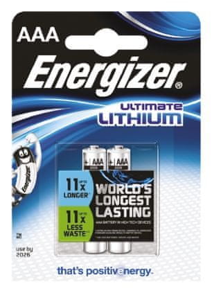 Energizer Ultimate Lithium AAA (LR03) baterija, 2 kosa
