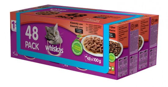 Whiskas hrana za mačke, meso in zelenjava v soku, žepki, 48 x 100 g