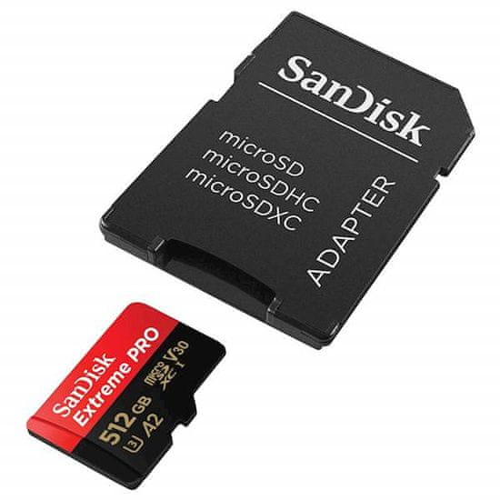 SanDisk Extreme Pro spominska kartica microSDXC 512 GB, adapter