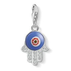 Thomas Sabo Obesek "Modra steklena roka Fatime" Toma Saboja, 1442-052-1, Charm Club, 925 Sterling srebro, cirkonij belo / stekleno modra