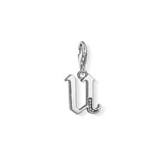 Thomas Sabo Obesek "Pismo U" , 1601-643-21, Charm Club, 925 Sterling srebro, črn, cirkonij bel