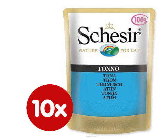 Schesir mokra hrana za mačke s tuno, 10 x 100 g