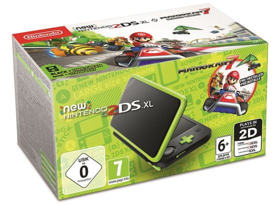 Nintendo New 2DS XL igralna konzola, črno-zelena + Mario Kart 7