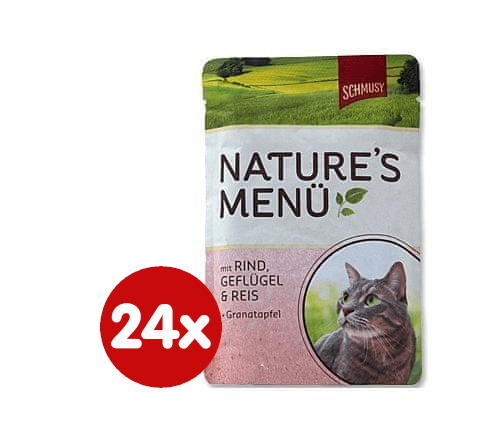 Schmusy hrana za mačke Nature, govedina in perutnina, 24 x 100 g